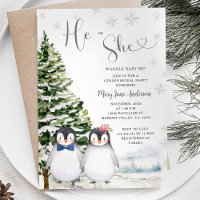 Penguin He or She Evergreen Winter Gender Reveal