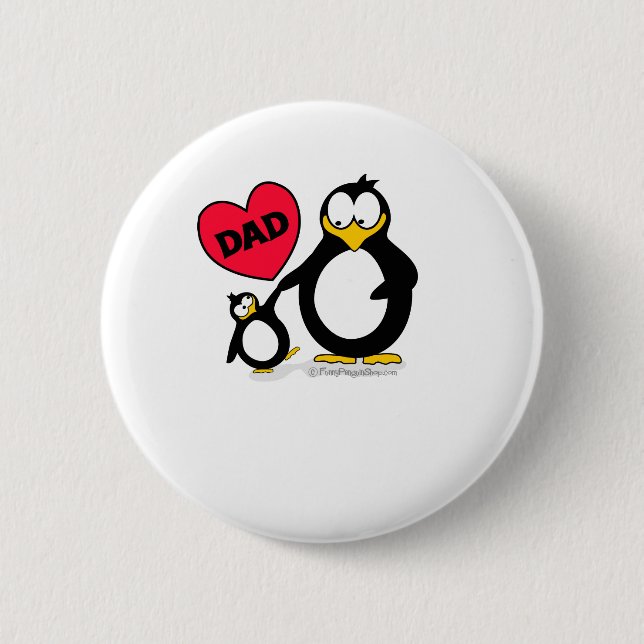 Penguin Heart Dad 6 Cm Round Badge (Front)