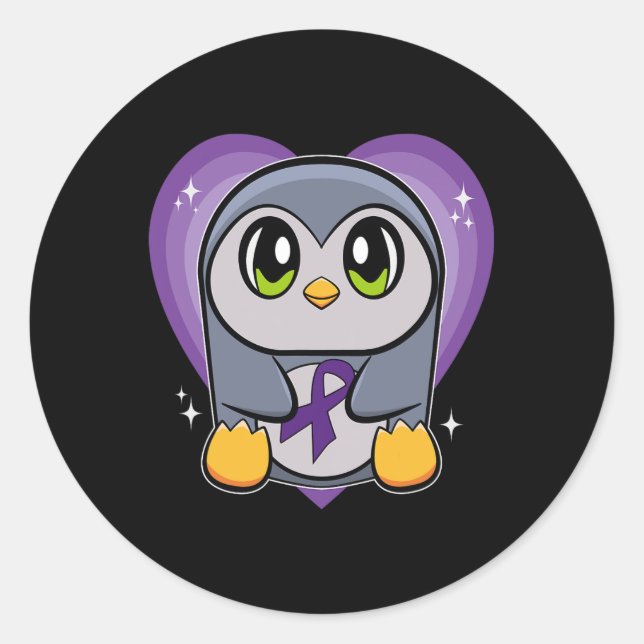 Penguin Heimerheimer Awareness  Classic Round Sticker (Front)