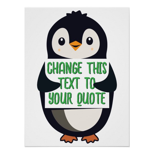 Penguin holding a sign with custom message (Front)