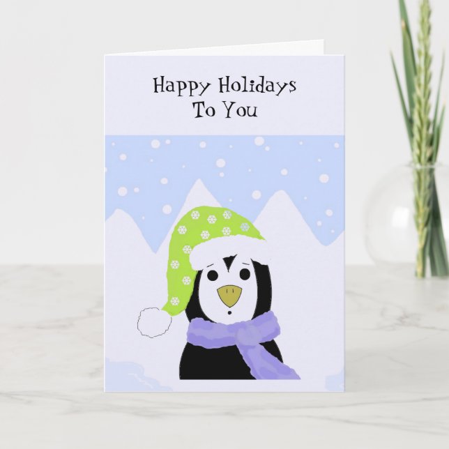Penguin Holiday Greeting Card (Front)