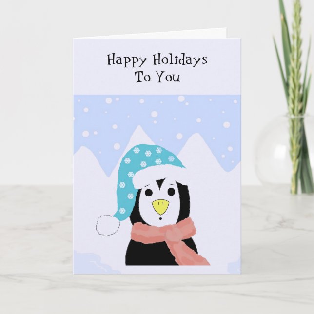 Penguin Holiday Greeting Card (Front)