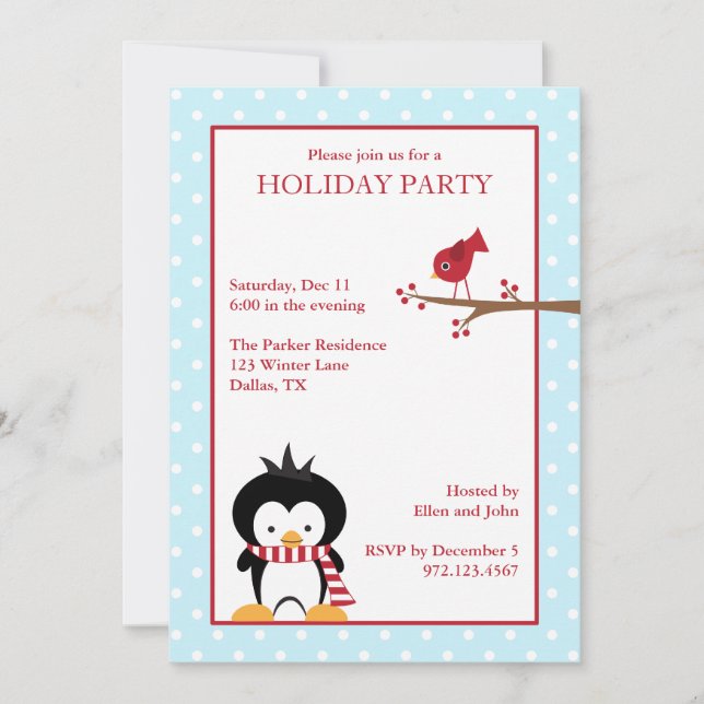 Penguin Holiday Invitations (Front)