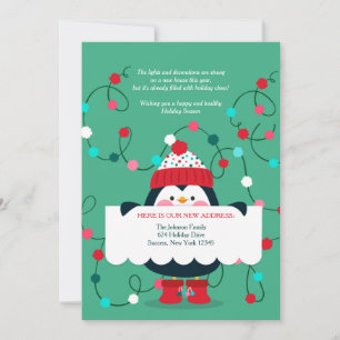 Penguin Holiday Moved Greeting Card