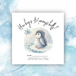 Penguin - how big is mummy's belly enclosure card<br><div class="desc">Baby Shower invitation featuring an adorable watercolor arctic baby penguin. Winter Baby Shower. Arctic Penguin baby shower theme. Matching items available.</div>