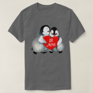 Penguin Hug Heart Personalise Text Heart Cotton T-Shirt
