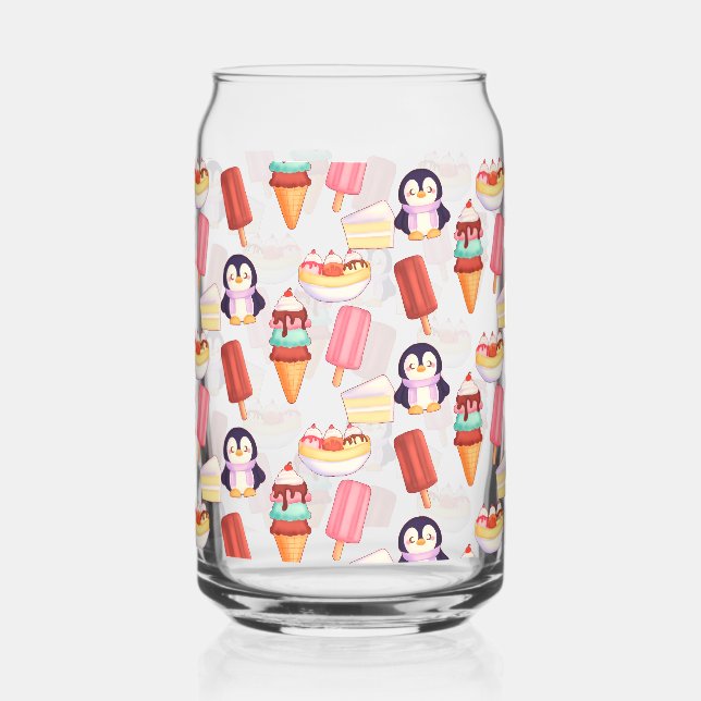 Penguin Ice Cream Sweets Can Glass (Back)