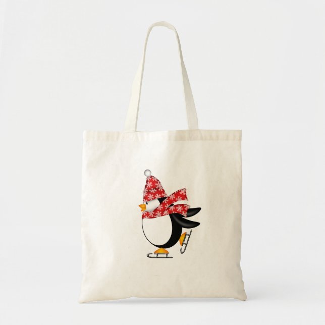 Penguin Ice Skaing with Hat and Scarf Bag (Front)
