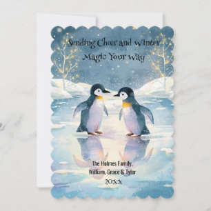 Penguin Ice Skating Christmas Card