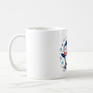 Penguin Ice Skating Cute Winter Art Coffee Mug