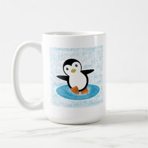 Penguin ice skating in the snow coffee mug