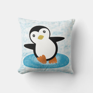 Penguin ice skating in the snow cushion