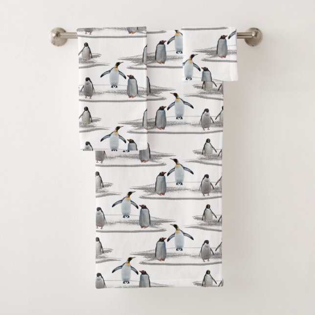 Penguin Iceberg Party Bathroom Towel Set (Insitu)