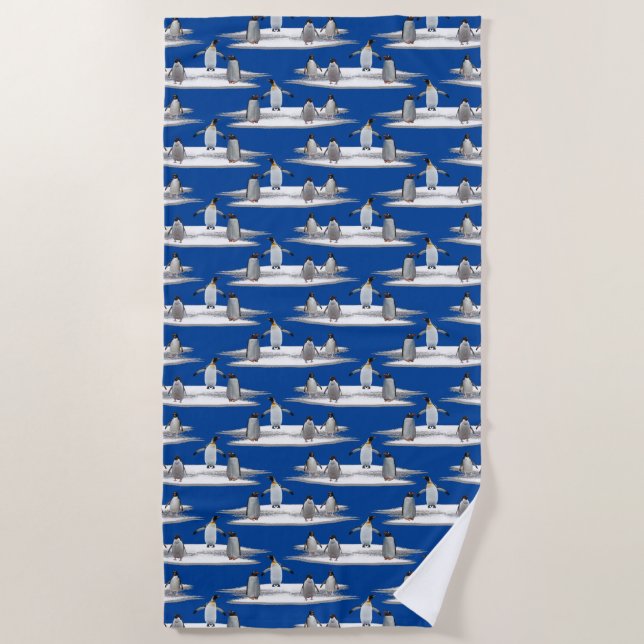 Penguin Iceberg Party Beach Towel (Blue) (Front)