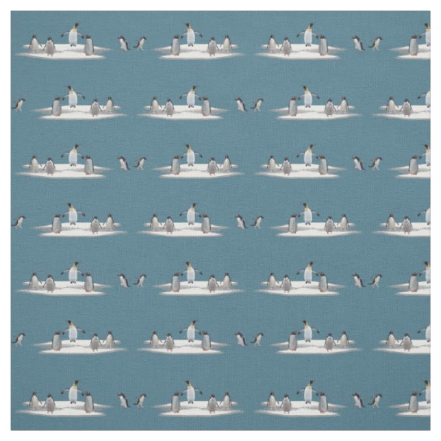 Penguin Iceberg Party Fabric (Turquoise) (Swatch)