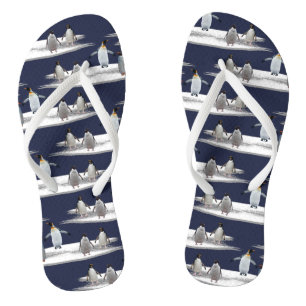 Penguin Iceberg Party Flip Flops (Navy)