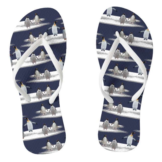 Penguin Iceberg Party Flip Flops (Navy) (Footbed)