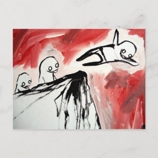 penguin icy cliff dive postcard