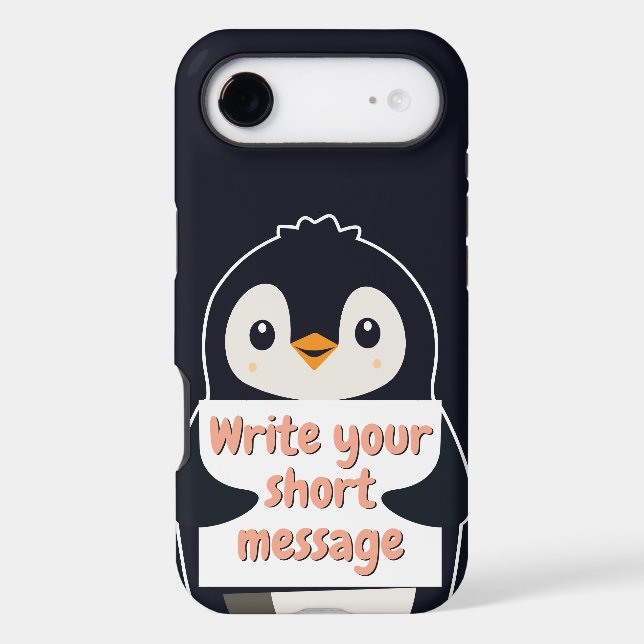 Penguin illustration holding customizable sign (Back)