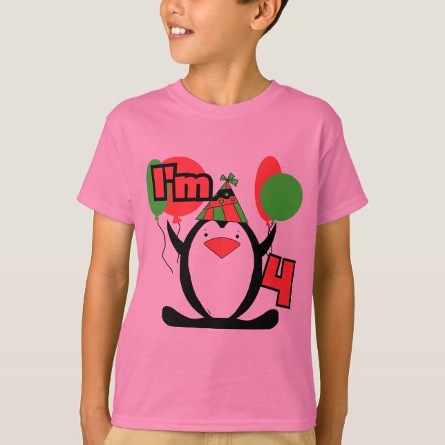 Penguin I'm 4 Birthday T shirts and Gifts (Front)
