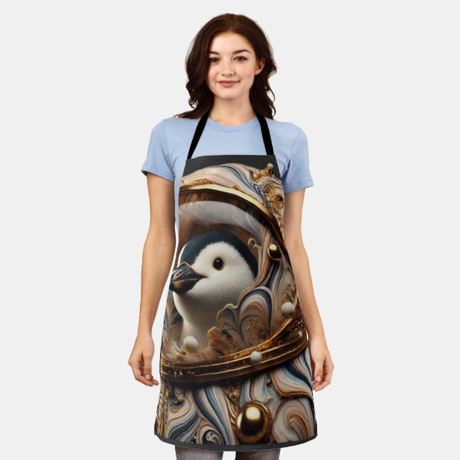  Penguin in a Cosmic Art Suit" Apron (Worn)