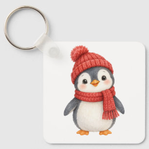 Penguin in a Knitted Hat Keychain