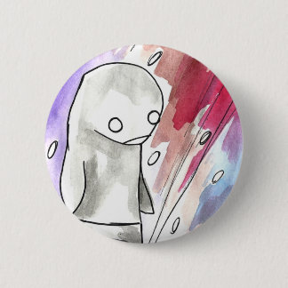 penguin in a snow storm 6 cm round badge