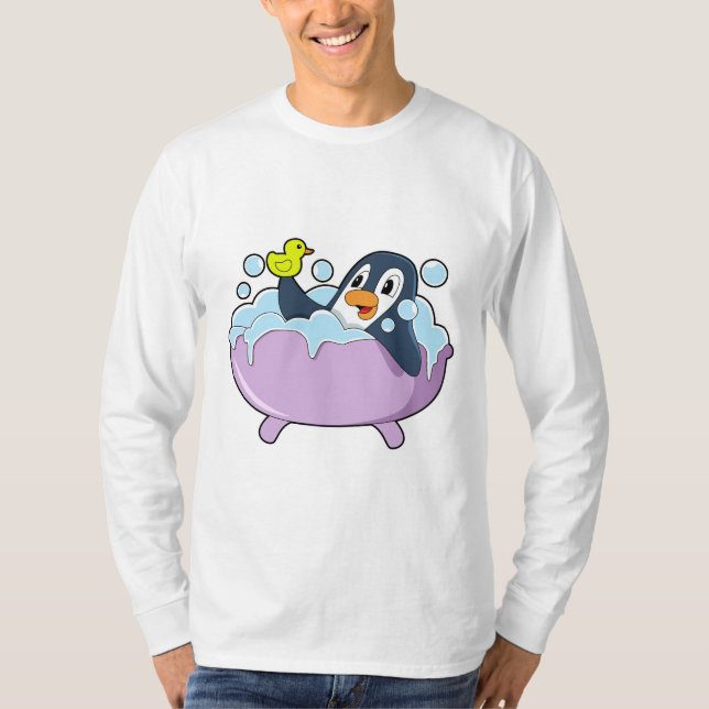Penguin in Bathtub with Duck T-Shirt (Front)