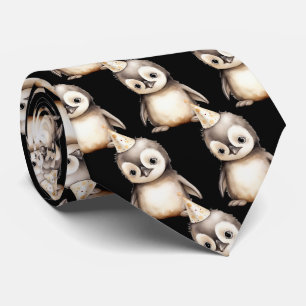 Penguin in Birthday Hat Neck Tie