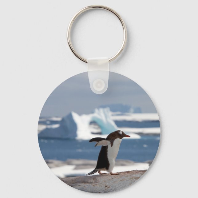 Penguin in front of an ice arch key ring (Front)