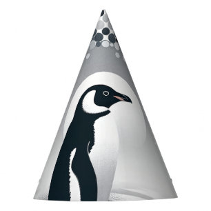 Penguin In Gray Geometry Circle Dot Beach Pattern Party Hat