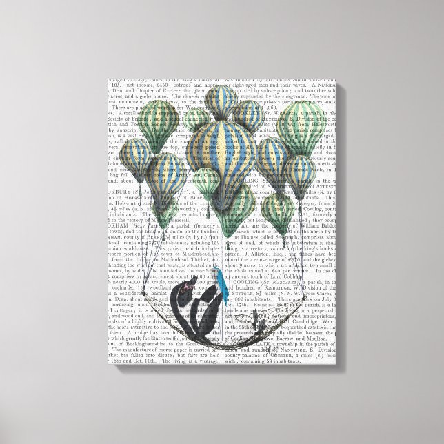 Penguin in Hammock Balloon Canvas Print (Front)