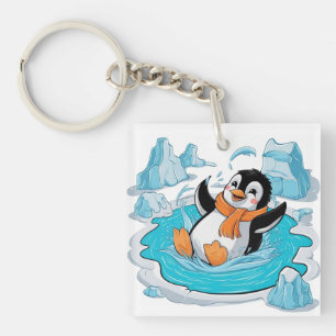 Penguin in Ice Key Ring
