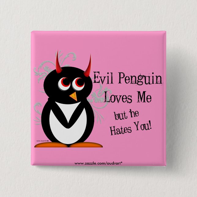 Penguin in love Bling 15 Cm Square Badge (Front)