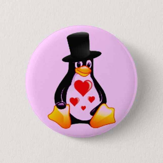 Penguin in Love Button (Front)