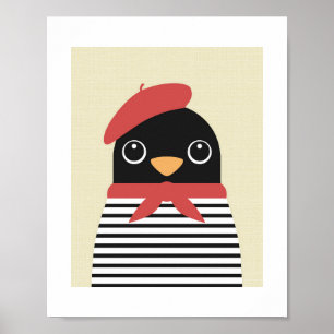 Penguin in Paris Poster Print