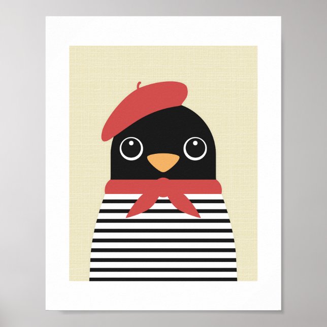 Penguin in Paris Poster Print (Front)