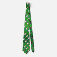 Penguin in Santa Hat Pattern on Green