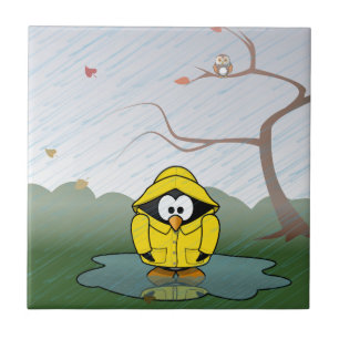 Penguin in the rain tile