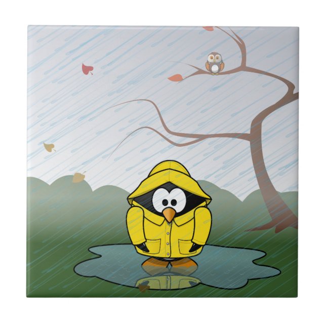Penguin in the rain tile (Front)