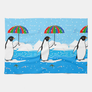 Penguin in the Snow on Kitchen Towel