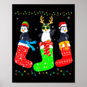 Penguin In Xmas Socks Funny Holiday Ugly Sweater C Poster