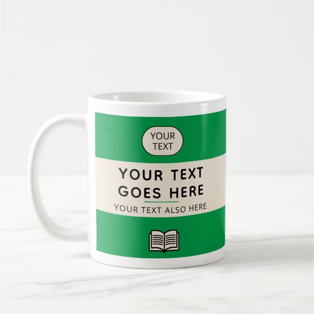 Penguin-Inspired Paperback Book Custom Title Green Coffee Mug (Left)