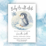 Penguin It's Cold Outside Winter Baby Shower Invitation<br><div class="desc">Baby Shower invitation featuring an adorable watercolor arctic baby penguin on an ice floe. Winter Baby Shower. Arctic Penguin baby shower theme. Matching items available.</div>