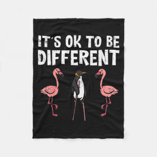 Penguin Its Okay To Be Different Flamingo Men Wome Fleece Blanket