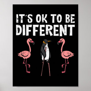 Penguin Its Okay To Be Different Flamingo Men Wome Poster