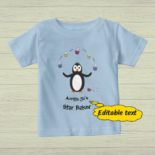 Penguin juggling cupcakes little helper baby T-Shirt