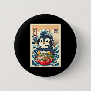Penguin Kawaii Japanese Ramen Noodle Retro Gaming  6 Cm Round Badge