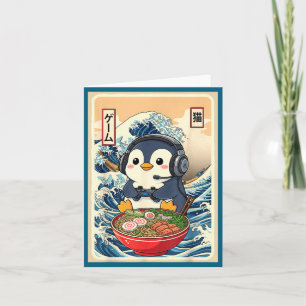 Penguin Kawaii Japanese Ramen Noodle Retro Gaming  Card