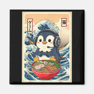 Penguin Kawaii Japanese Ramen Noodle Retro Gaming Magnet